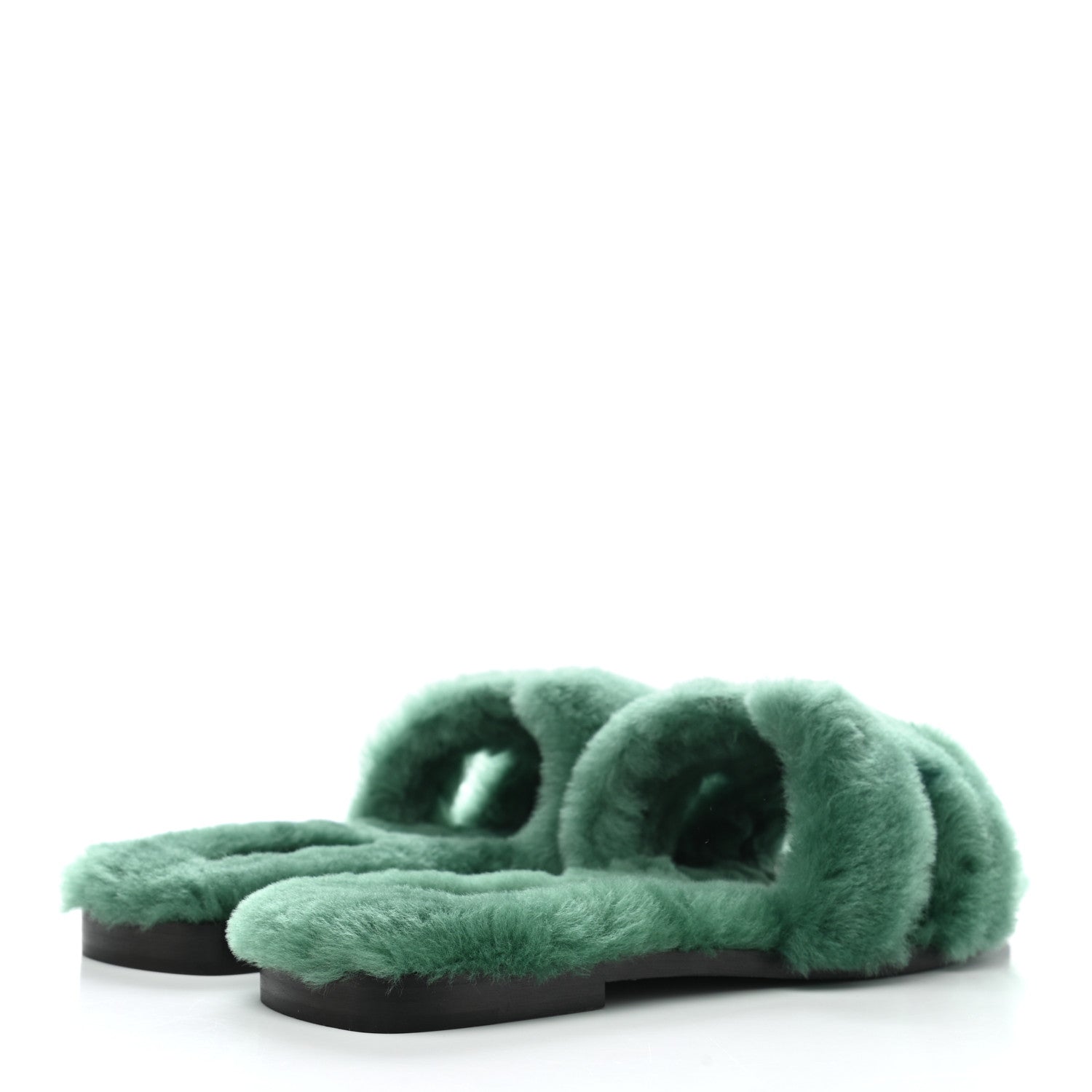 Hermes Woolskin Oran Sandals 36 Vert Anglais 4 of 8