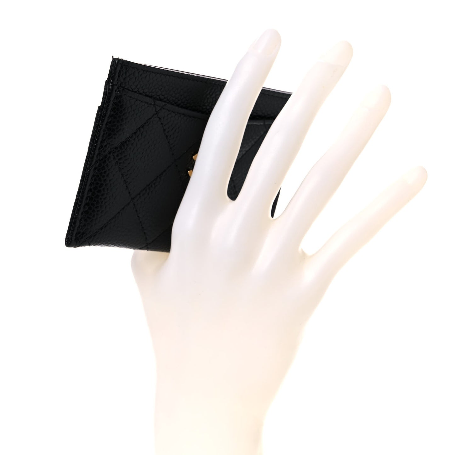 Caviar Quilted Card Holder Black