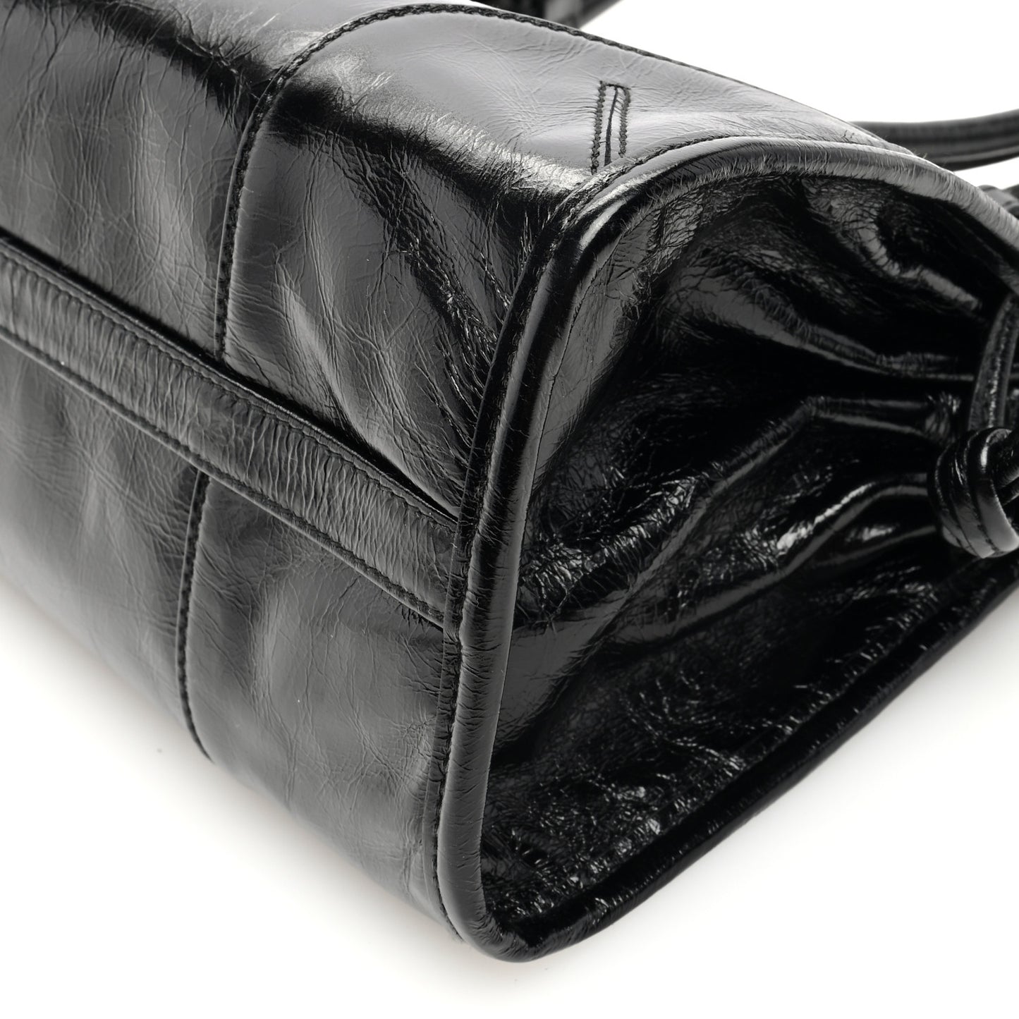 Shiny Nappa Medium Shoulder Bag Black