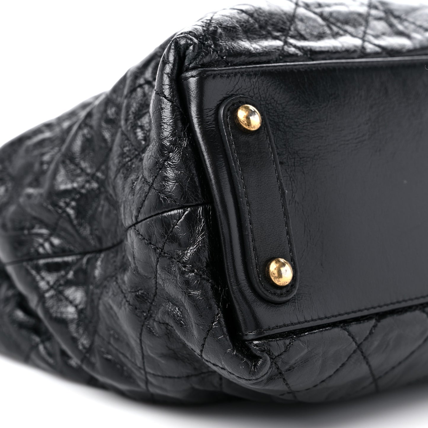 Glazed Calfskin Stingray Large Bindi CC Tote Black