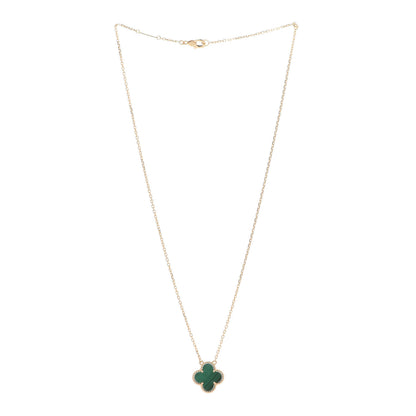 Van Cleef & Arpels 18K Yellow Gold Malachite Vintage Alhambra Pendant Necklace 3 of 8