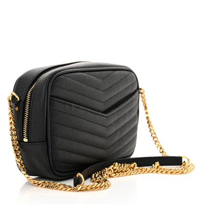Saint Laurent Grain De Poudre Matelasse Monogram Mini Lou Camera Bag Black 3 of 10