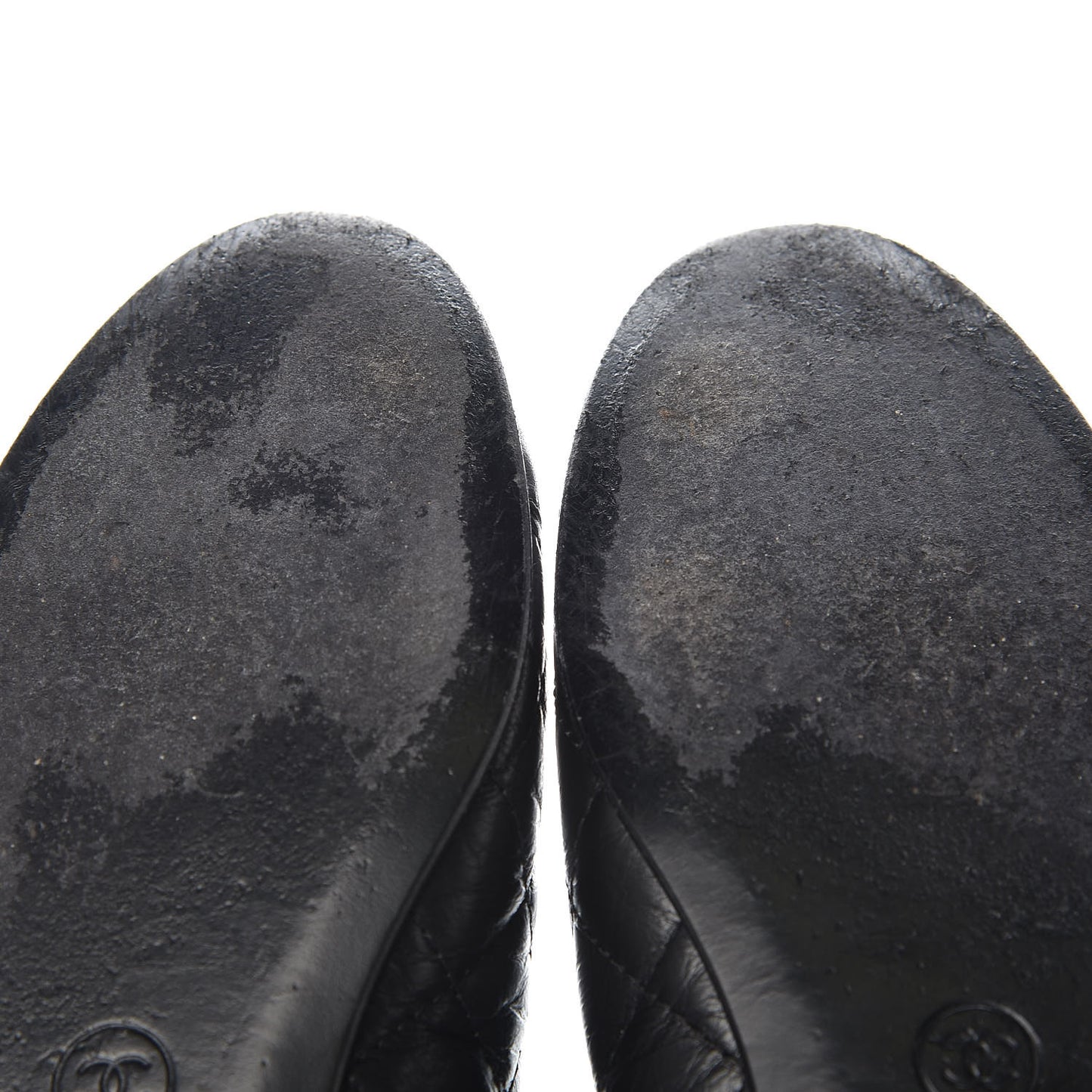 Aged Calfskin Quilted CC Cap Toe Ballerina Flats 39.5 Black