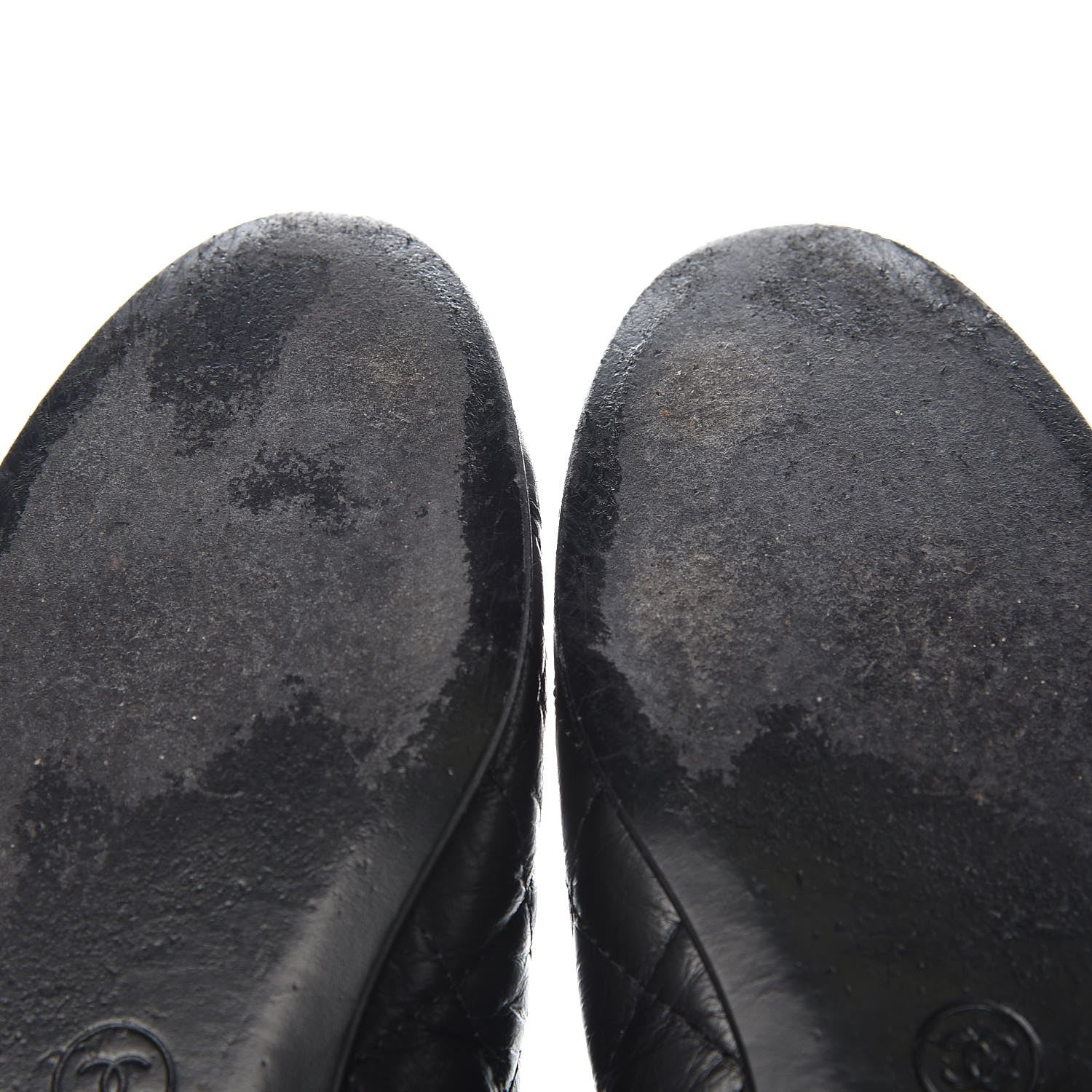 Chanel Aged Calfskin Quilted CC Cap Toe Ballerina Flats 39.5 Black 11 of 14