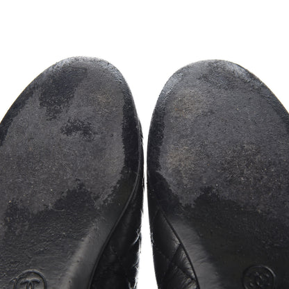 Chanel Aged Calfskin Quilted CC Cap Toe Ballerina Flats 39.5 Black 11 of 14
