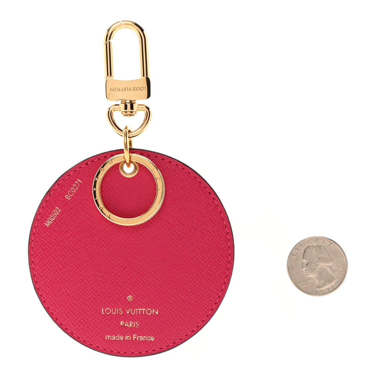 Damier Azur 2021 Christmas Animation Hollywood Bag Charm Key Ring Fuchsia