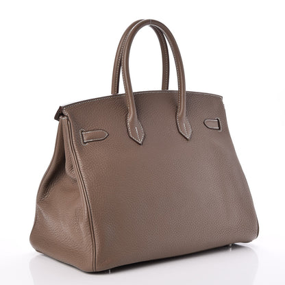 Hermes Taurillon Clemence Birkin 35 Etoupe 4 of 32