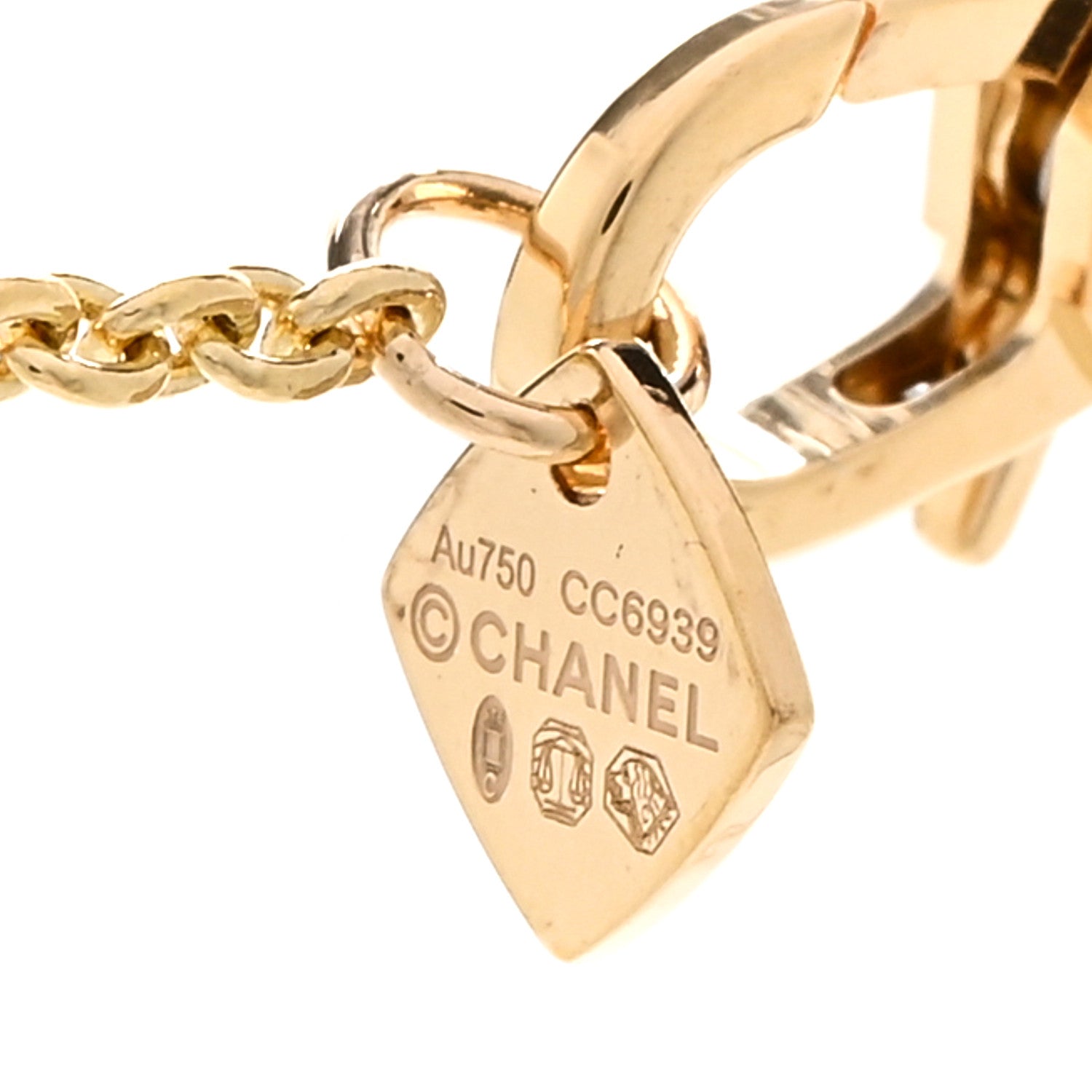 Chanel 18K Yellow Gold Diamond Coco Crush C Necklace 4 of 4