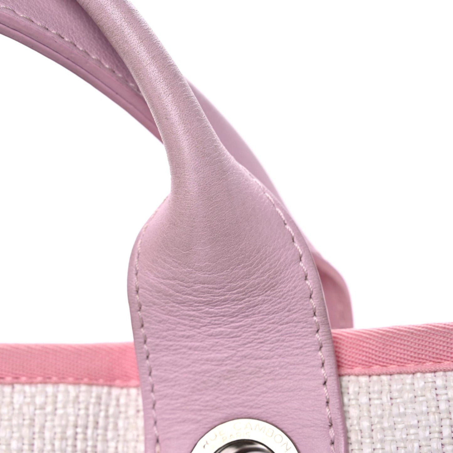 Woven Straw Raffia Medium Deauville Tote Pink