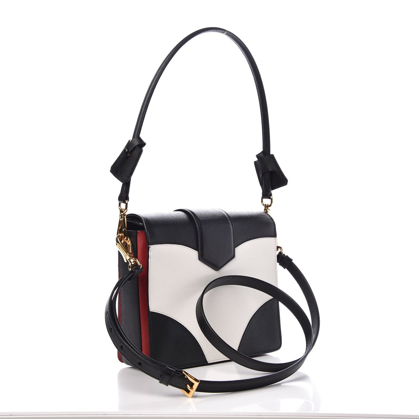 Saffiano Shoulder Bag Black White