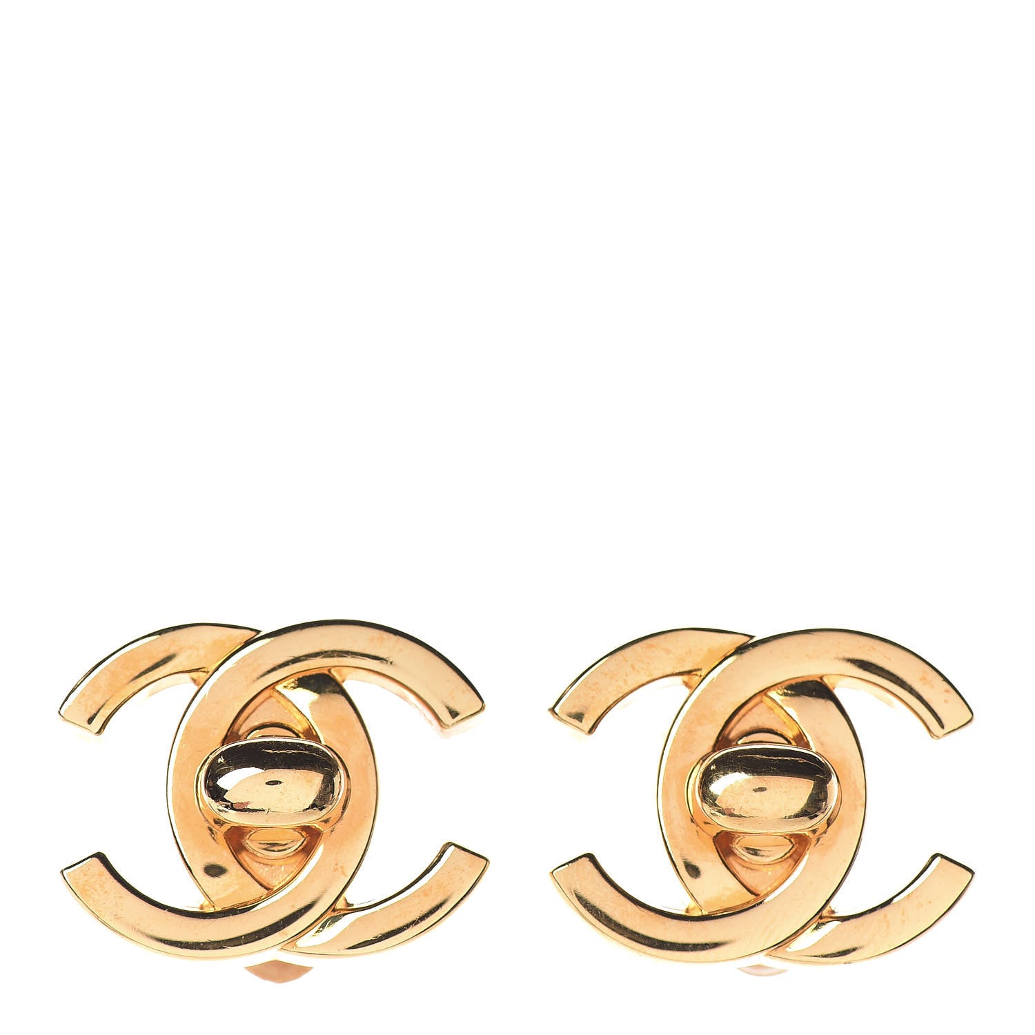 Chanel Metal CC Turnlock Clip On Earrings Gold 1 of 7