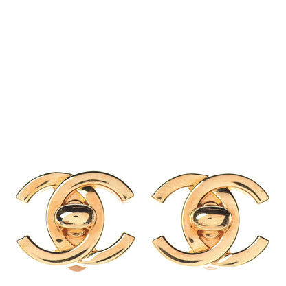 Chanel Metal CC Turnlock Clip On Earrings Gold 1 of 7