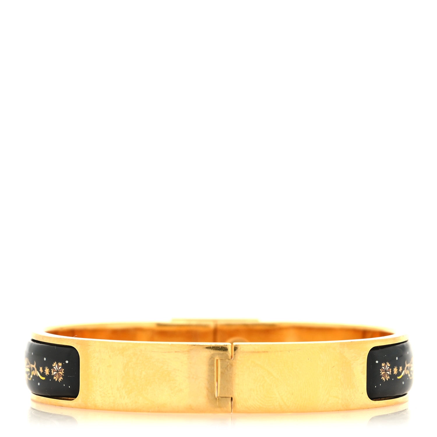 Hermes Enamel Printed Narrow Loquet Bracelet Black 3 of 5