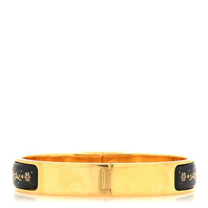 Hermes Enamel Printed Narrow Loquet Bracelet Black 3 of 5