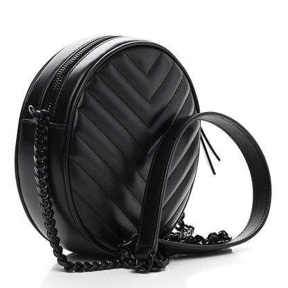 Saint Laurent Calfskin Matelasse Chevron Round Vinyle Camera Bag Black 3 of 10