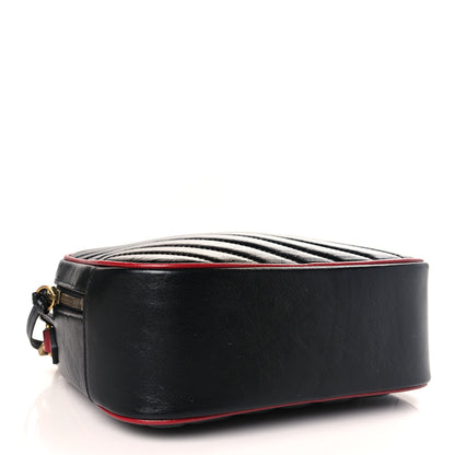 Gucci Vintage Effect Calfskin Matelasse Diagonal Small Torchon GG Marmont Bamboo Top Handle Shoulder Bag Black Romantic Cherry 4 of 9