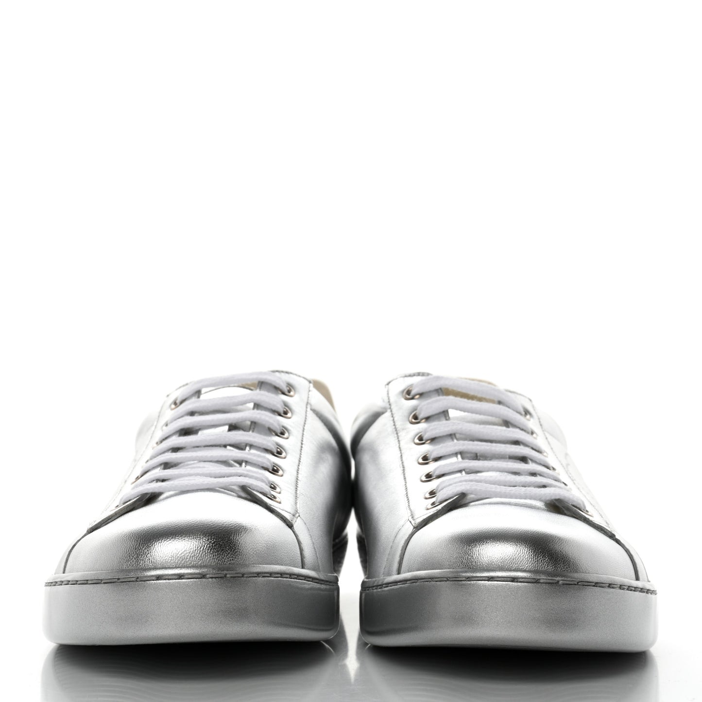Metallic Nappa Interlocking G Perforated Mens Ace Sneakers 11 Silver