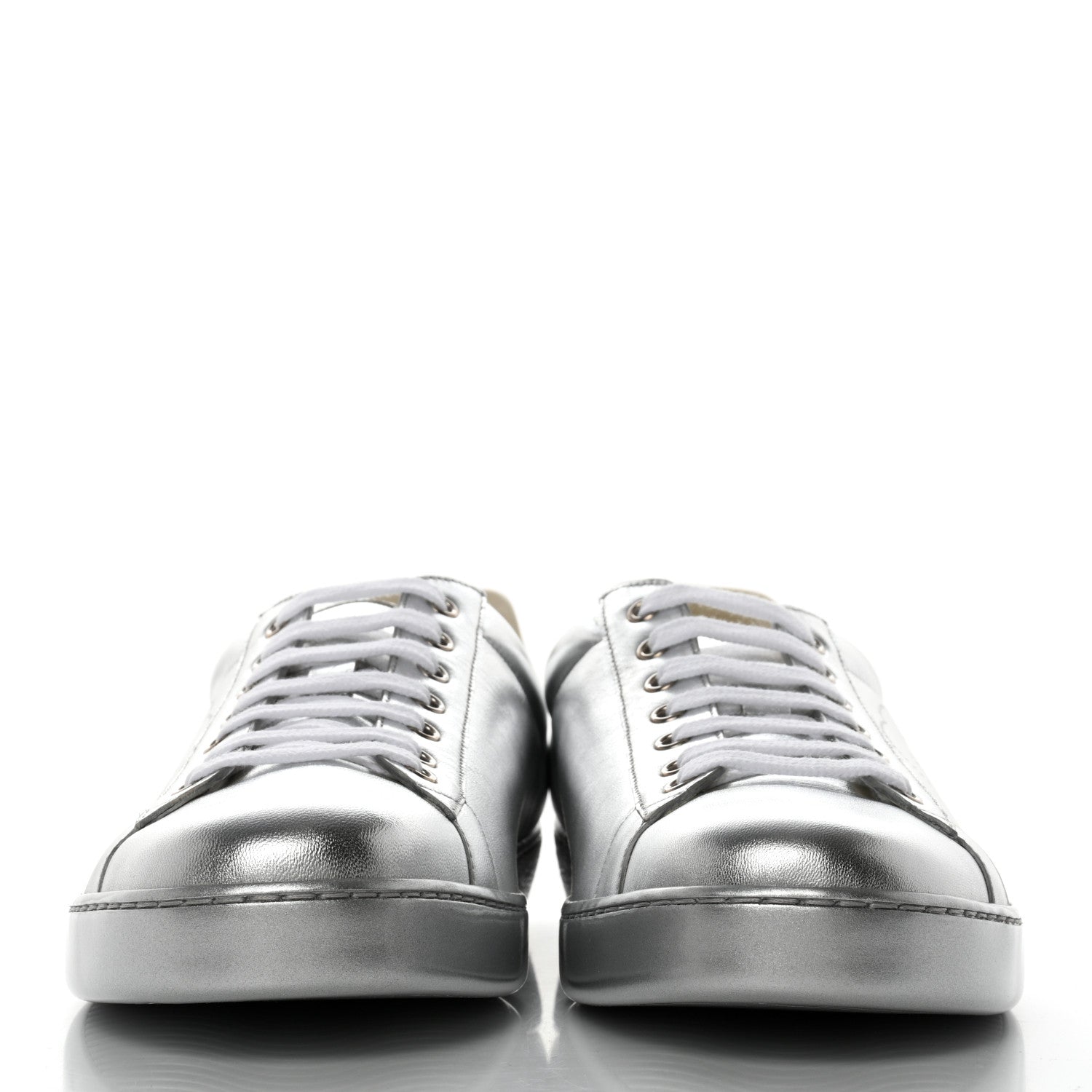 Gucci Metallic Nappa Interlocking G Perforated Mens Ace Sneakers 11 Silver 2 of 9