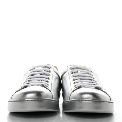 Gucci Metallic Nappa Interlocking G Perforated Mens Ace Sneakers 11 Silver 2 of 9