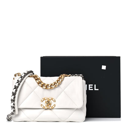 Chanel Goatskin Quilted Medium Chanel 19 Flap White 10 of 10