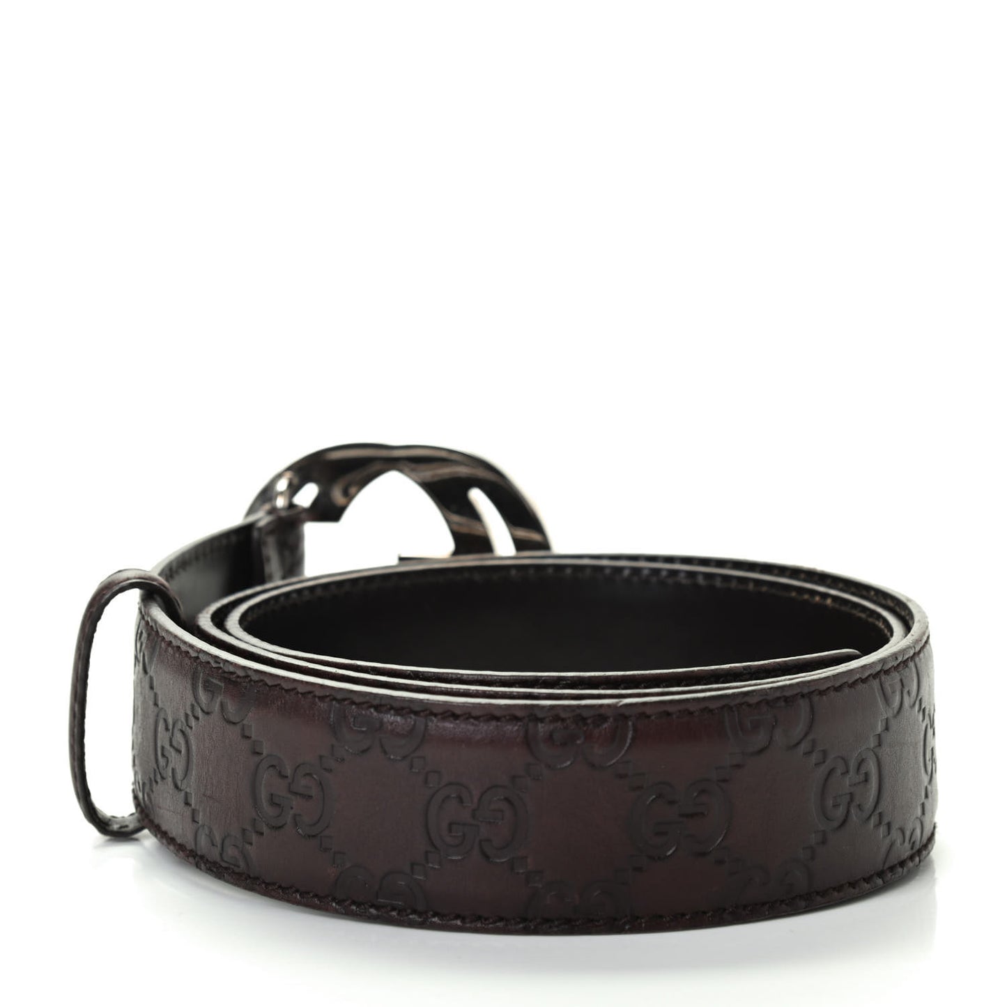 Guccissima Interlocking G Belt 90 36 Dark Brown