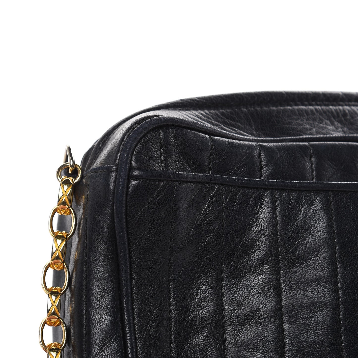 Lambskin Vertical Quilted Tassel Camera Case Black