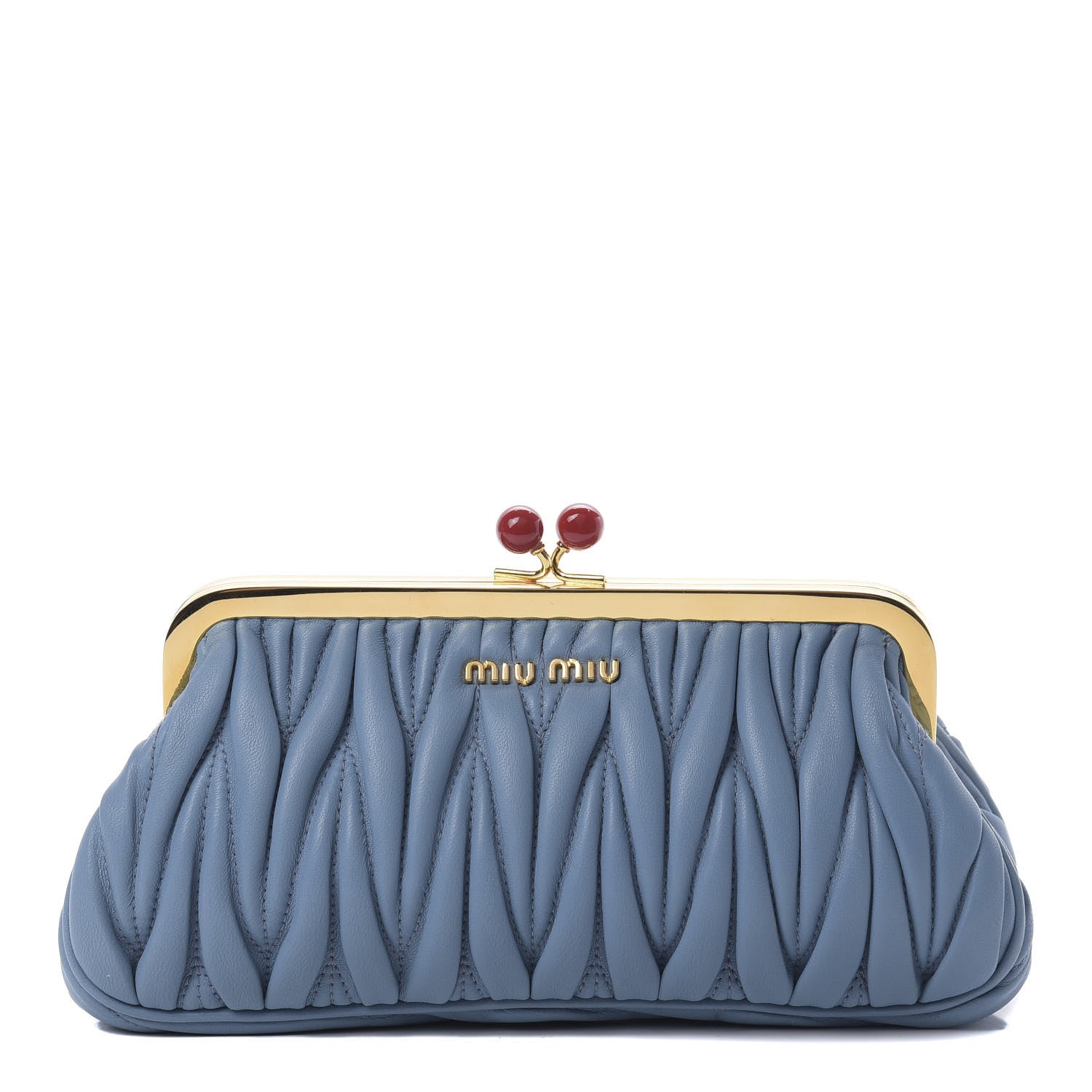 Miu Miu Matelasse Lux Kiss Lock Clutch Astrale 1 of 8