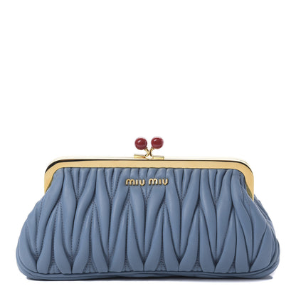 Miu Miu Matelasse Lux Kiss Lock Clutch Astrale 1 of 8