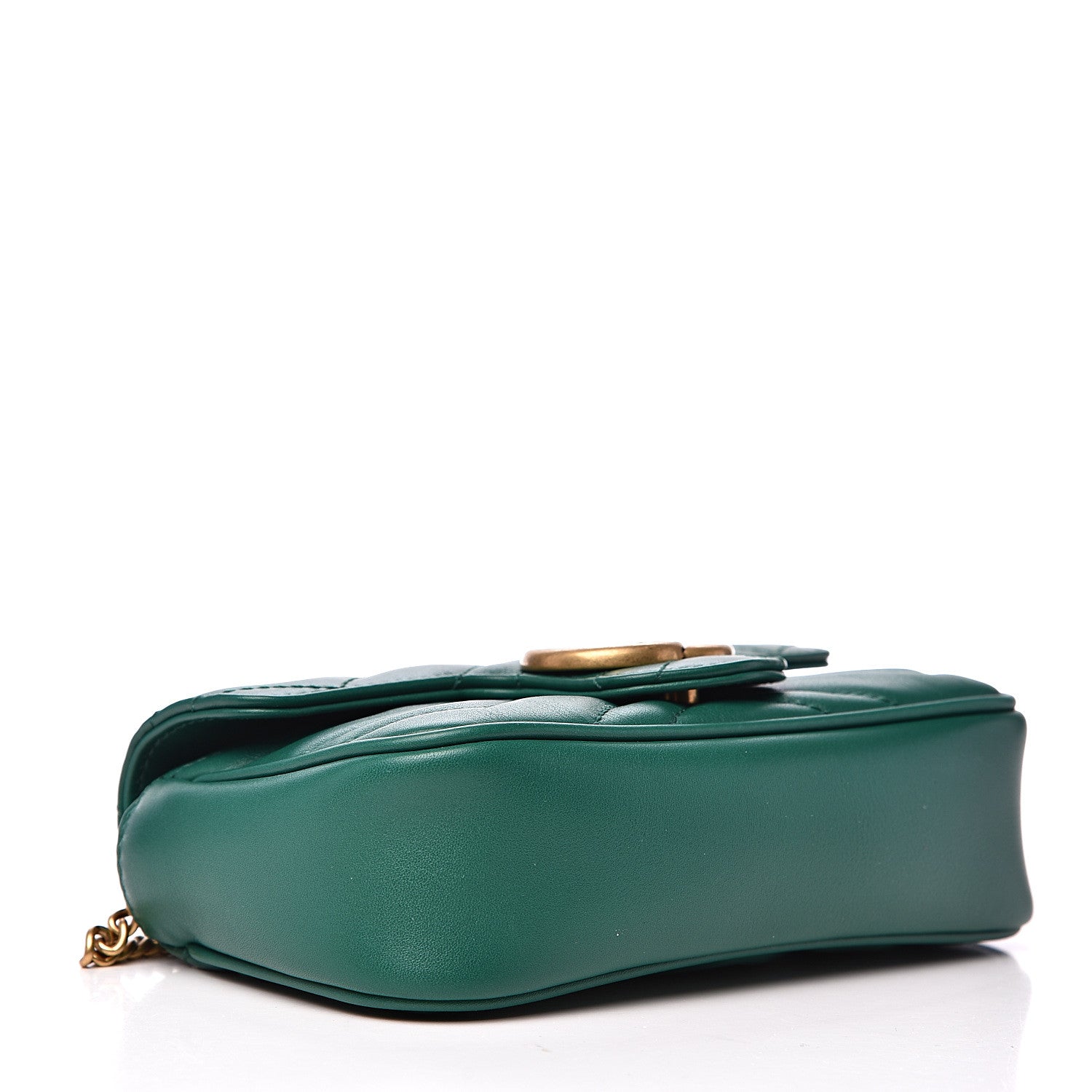Gucci Calfskin Matelasse Super Mini GG Marmont Shoulder Bag Emerald Green 3 of 10