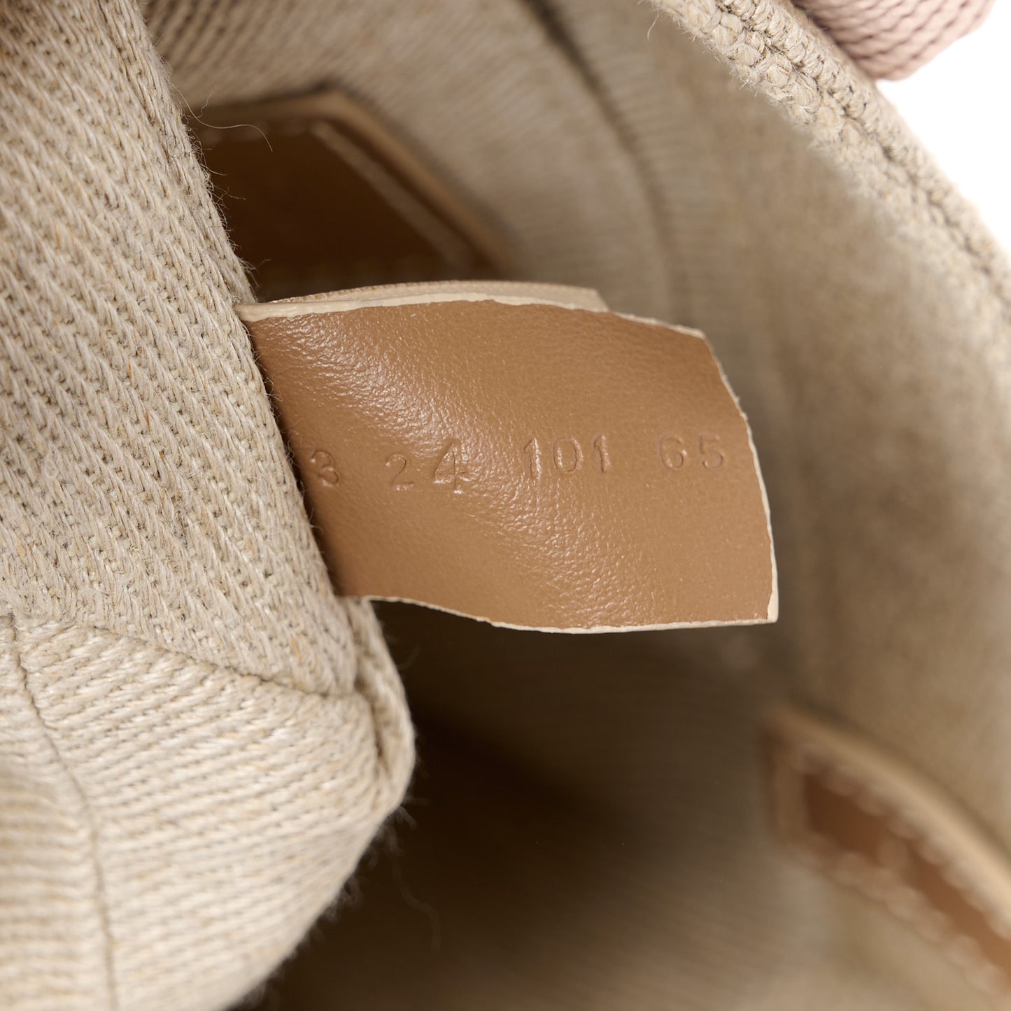 Linen Calfskin Mini Woody Ribbon Tote With Strap Blushy Beige