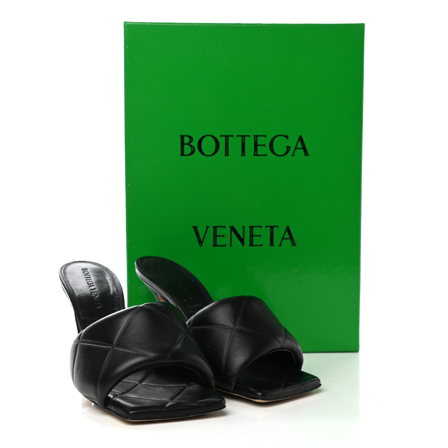 Nappa Quilted Rubber Lido Mule Sandals 36.5 Black
