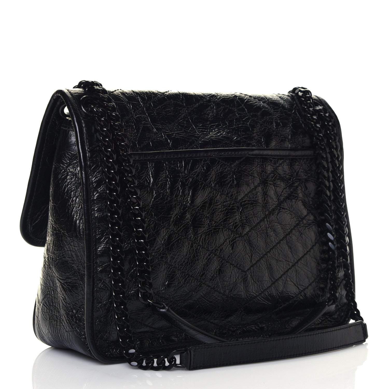 Saint Laurent Crinkled Calfskin Matelasse Monogram Medium Niki Chain Satchel Black 4 of 25