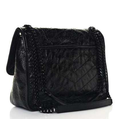 Saint Laurent Crinkled Calfskin Matelasse Monogram Medium Niki Chain Satchel Black 4 of 25