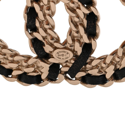 Chanel Crystal Lambskin Chain CC Vintage Allure Stud Earrings Black Gold 4 of 4