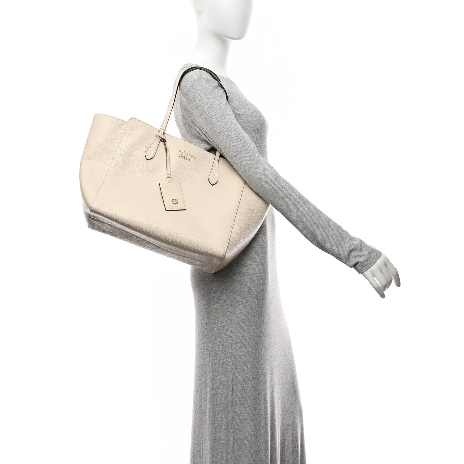 Gucci Pebbled Calfskin Medium Swing Tote Off White 2 of 9