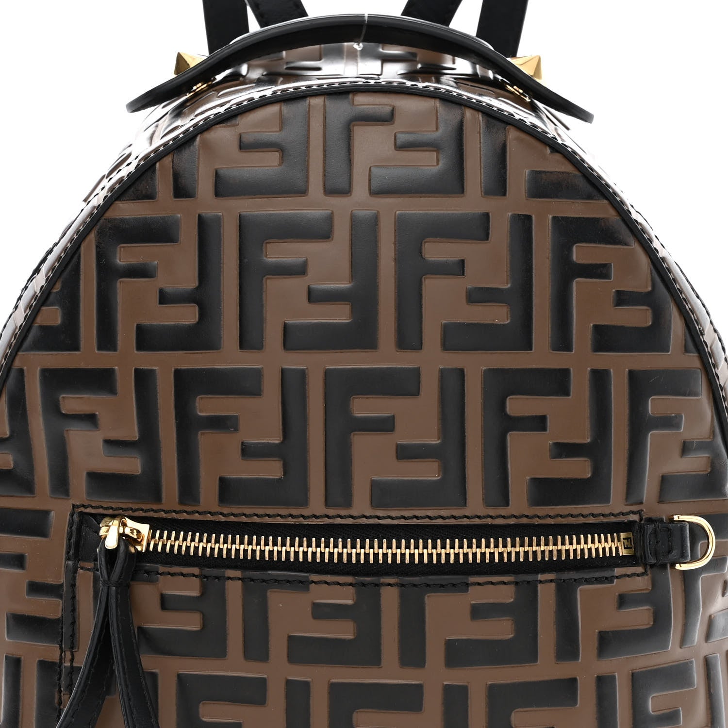Fendi Vitello Bi-Color FF 1974 Embossed Mini Backpack Maya Black 8 of 10