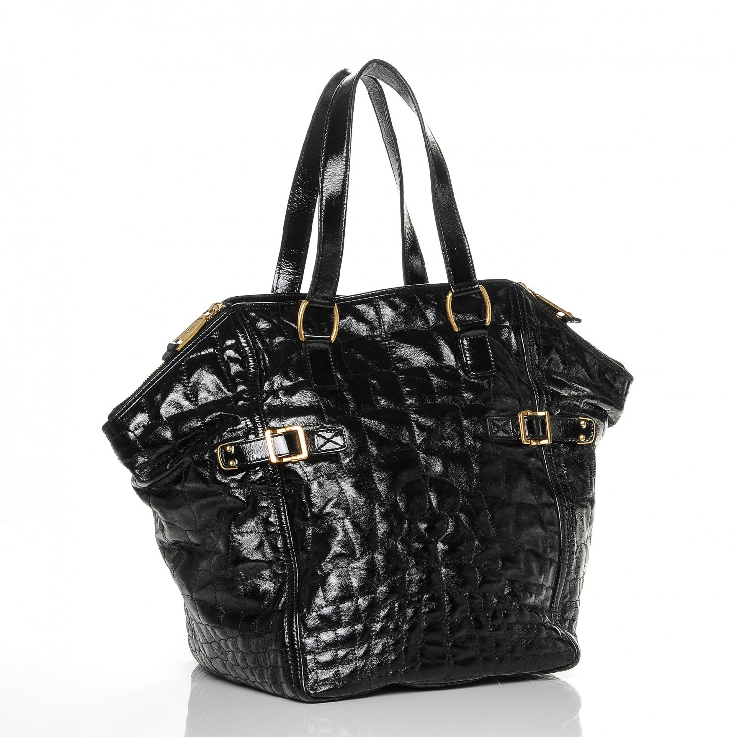 Saint Laurent Patent Crocodile Embossed Medium Downtown Tote Black 3 of 7
