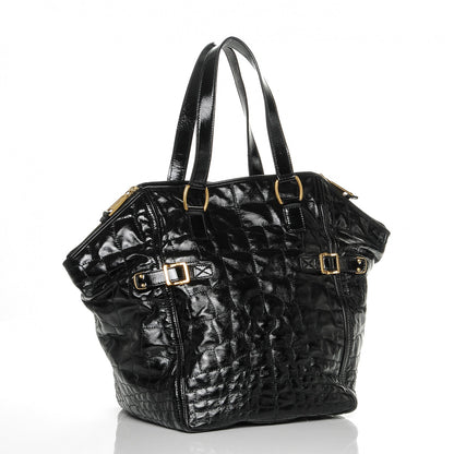 Saint Laurent Patent Crocodile Embossed Medium Downtown Tote Black 3 of 7