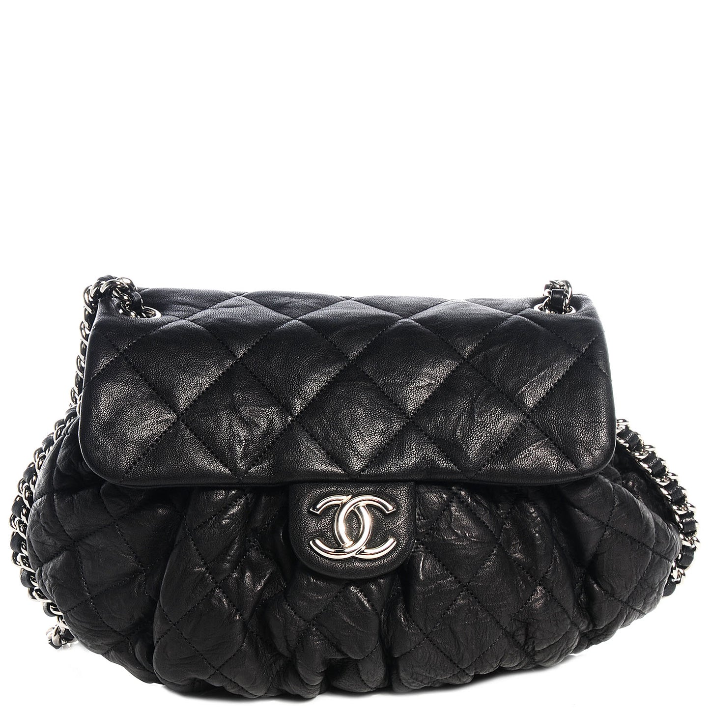Washed Lambskin Chain Around Medium Messenger Black