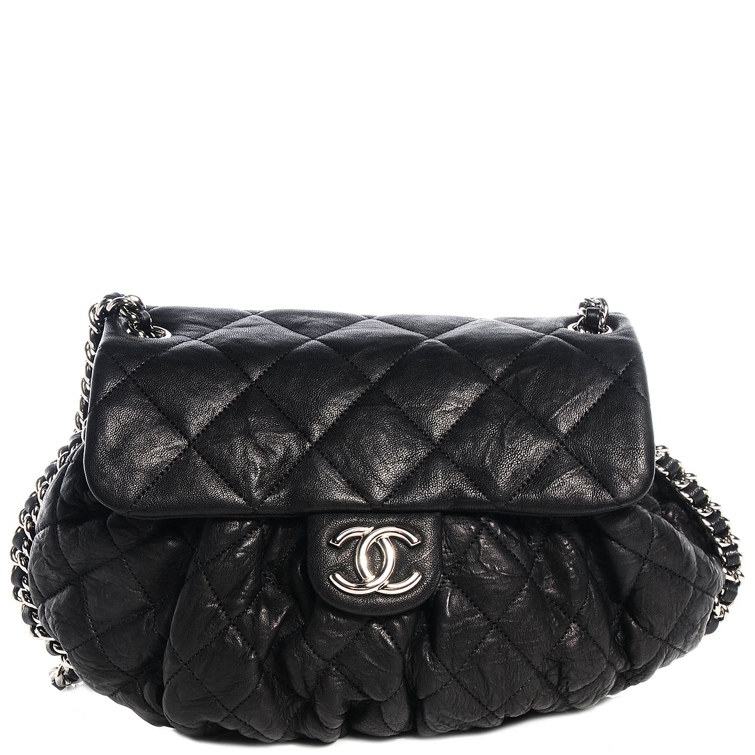 Chanel Washed Lambskin Chain Around Medium Messenger Black 1 of 7