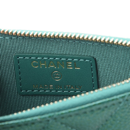 Chanel Metallic Caviar Quilted Key Holder Case Green 6 of 8
