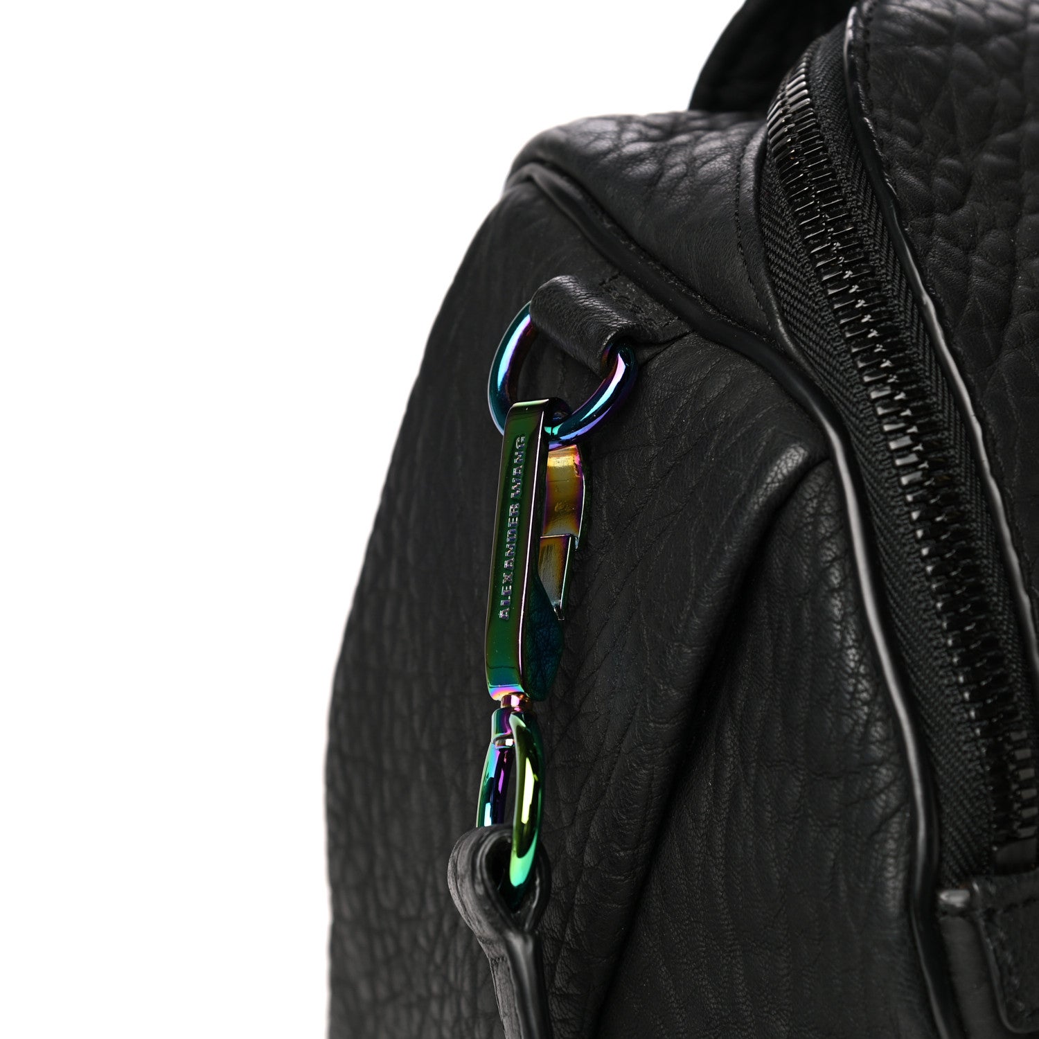 Alexander Wang Pebbled Lambskin Rockie Black Iridescent Hardware 10 of 10