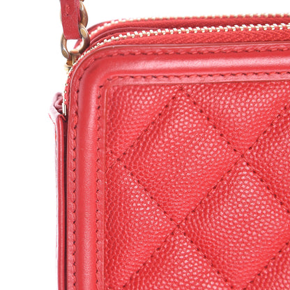 Chanel Caviar Quilted CC Filigree Clutch With Chain Red 15 of 16