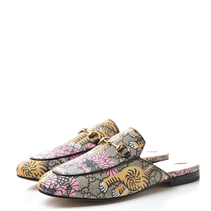 Gucci GG Supreme Monogram Bengal Womens Princetown Slippers 37 Beige Crop Pink 3 of 8