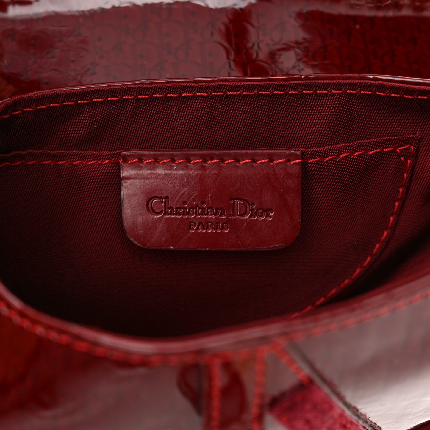 Patent Diorissimo Saddle Belt Bag Dark Red