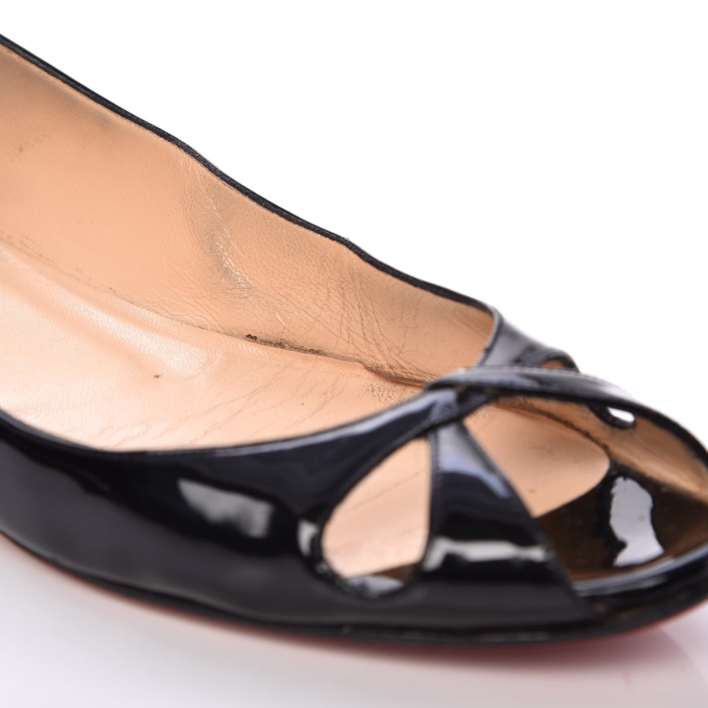 Patent Croisette Peep Toe Flats 40 Black