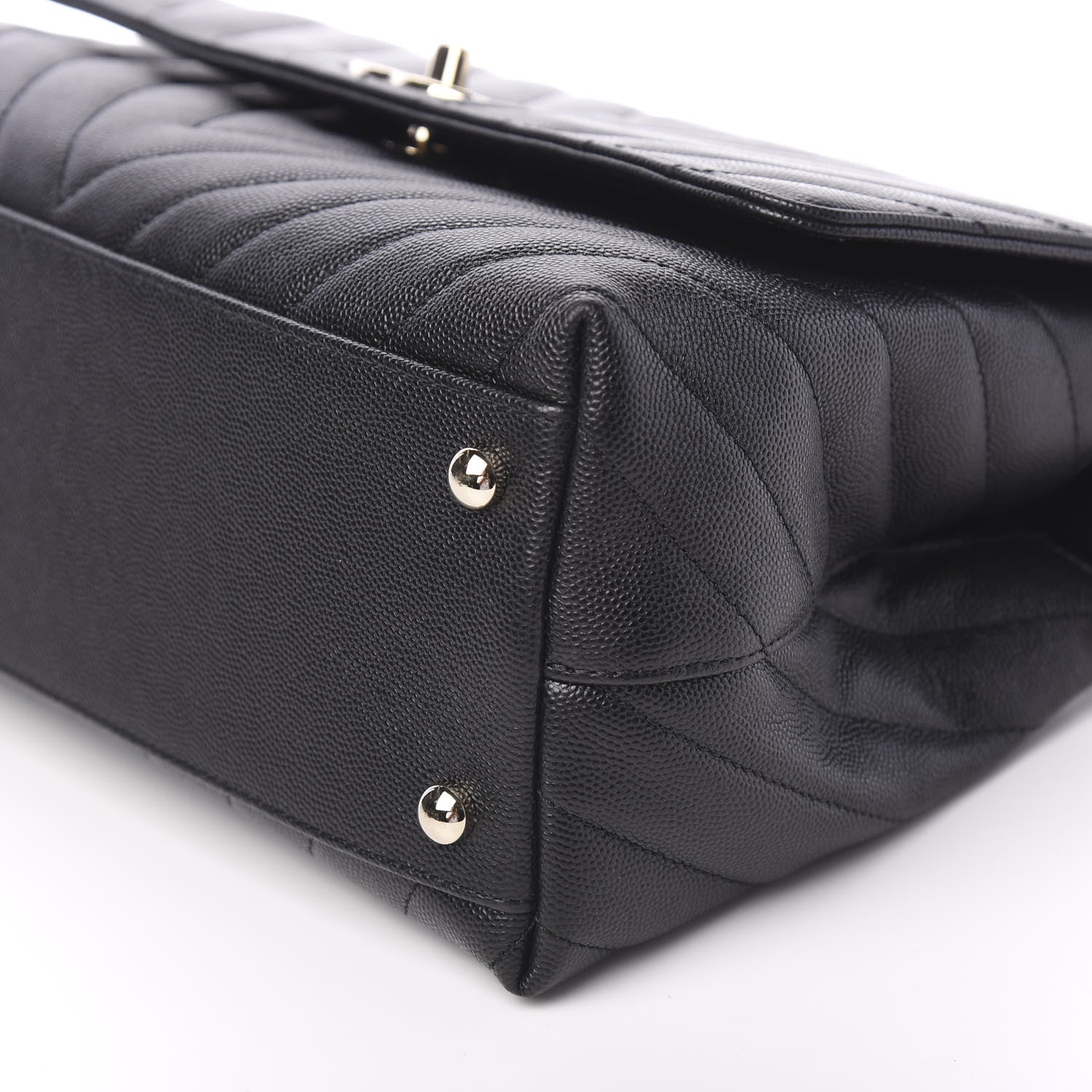 Chanel Caviar Chevron Quilted Small Coco Handle Flap Black 8 of 10