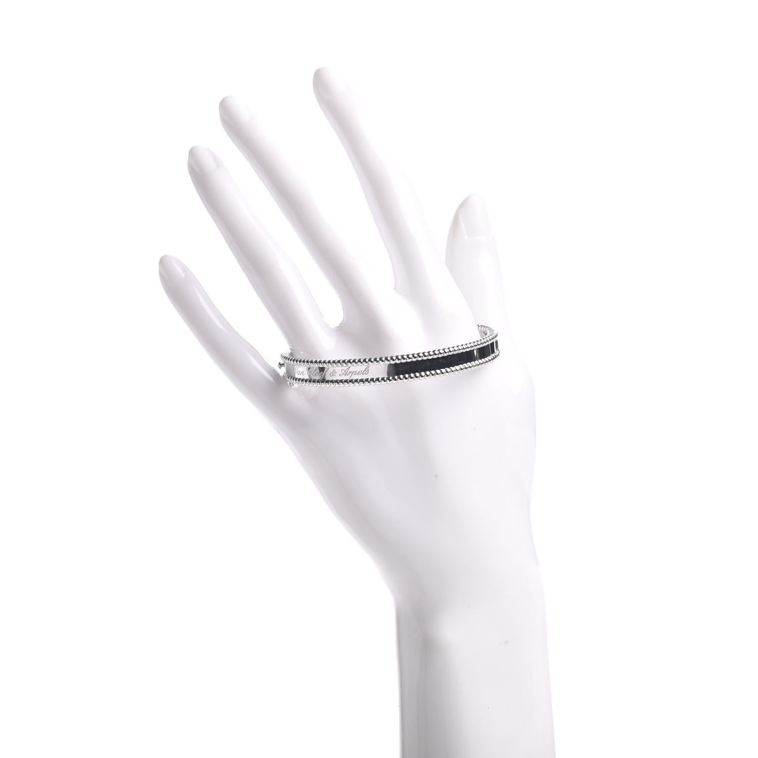 Van Cleef & Arpels 18K White Gold Perlee Signature Bangle Bracelet M 2 of 4