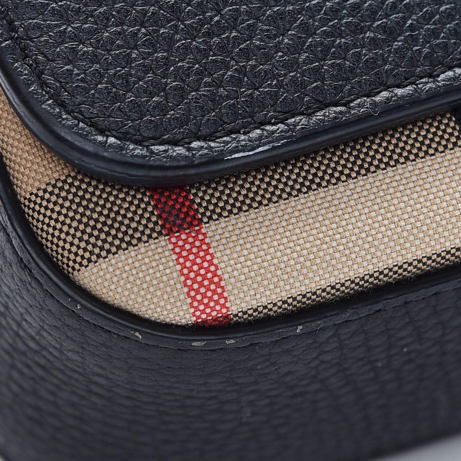 Burberry Grainy Calfskin Vintage Check Hampshire Crossbody Black 8 of 8