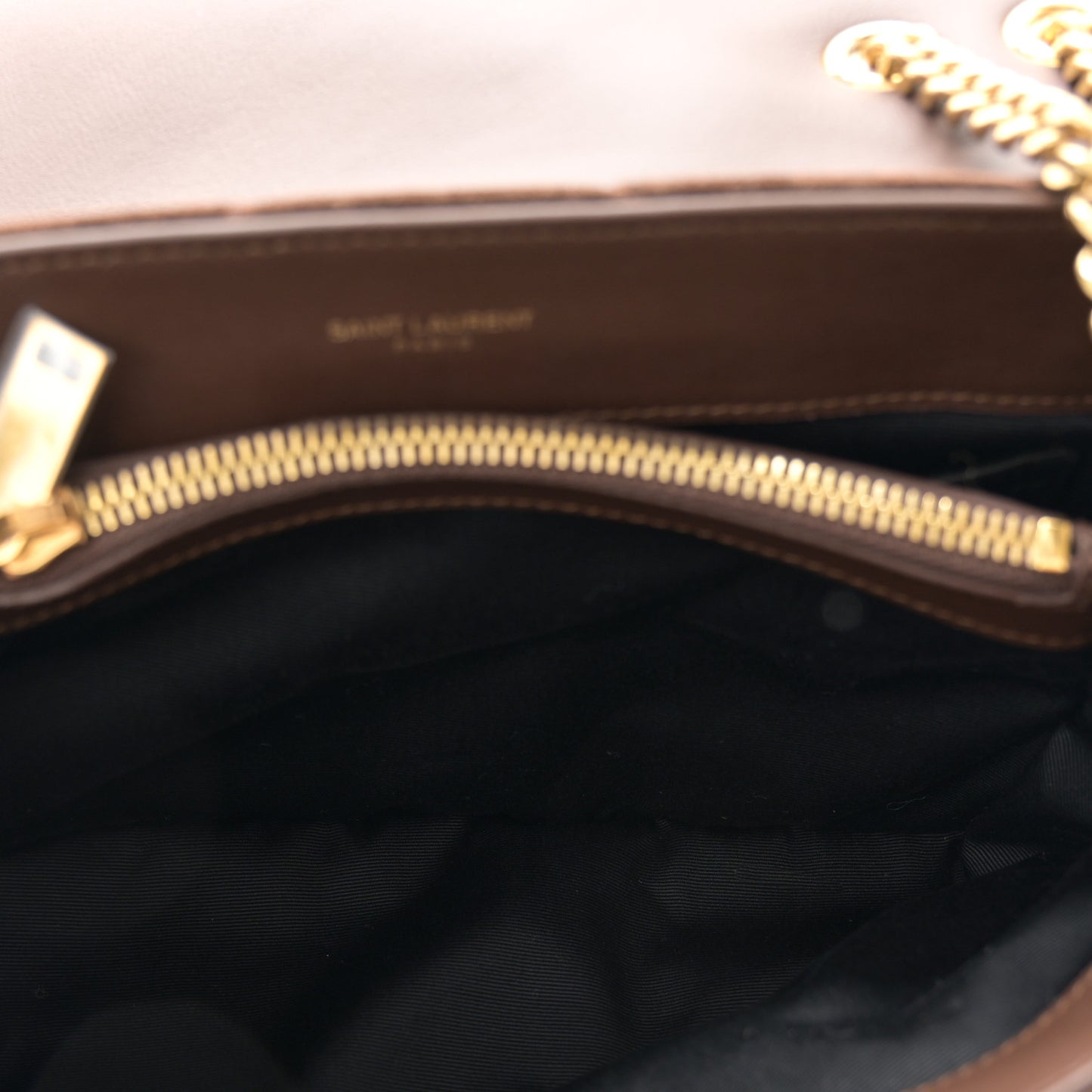 Suede Calfskin Y Quilted Monogram Small Loulou Chain Satchel Bark Brown